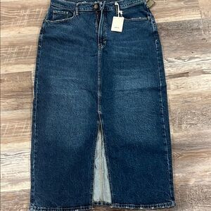 Dark Blue Denim Midi Skirt